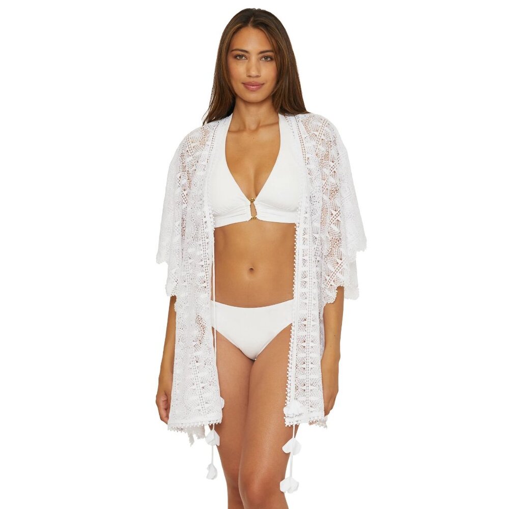 Trina Turk $188 Voila Lace Cover-up Caftan Dress White Swim - Picture 5 of 9